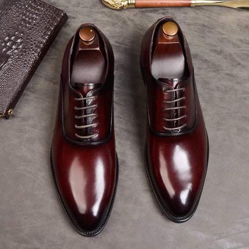 Mens Genuine Leather Oxford Dress Shoes for Formal Business and Wedding